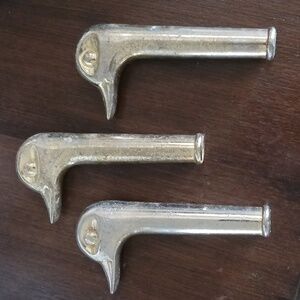 Vintage 3 Duck Head Fireplace Implement Replacement Brass color